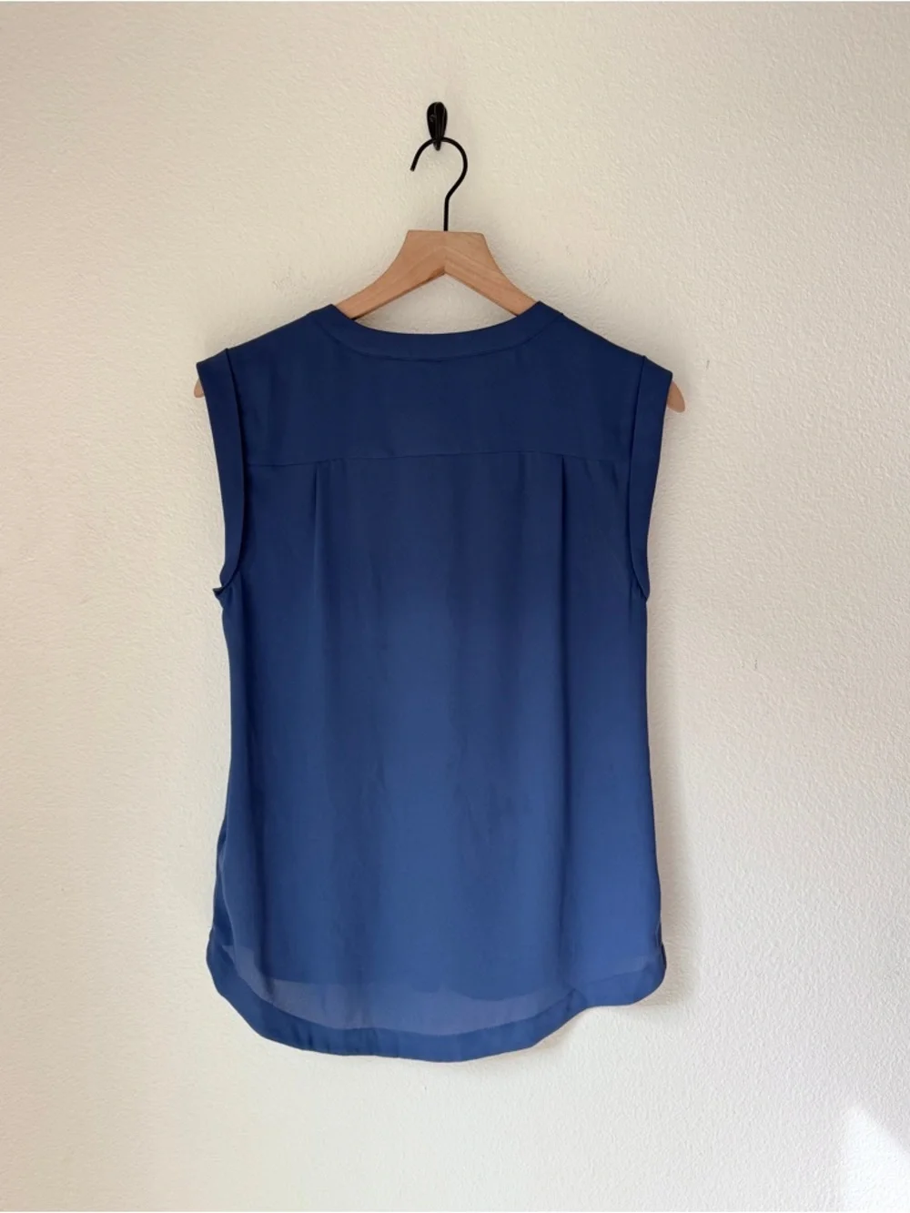 J. Crew Sleeveless Blue Blouse with quarter-button closure - 4 -EUC
